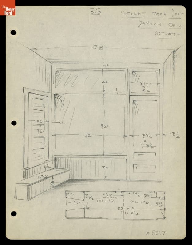 Drawing, Wright Cycle Shop, Dayton, Ohio, October 29, 1936