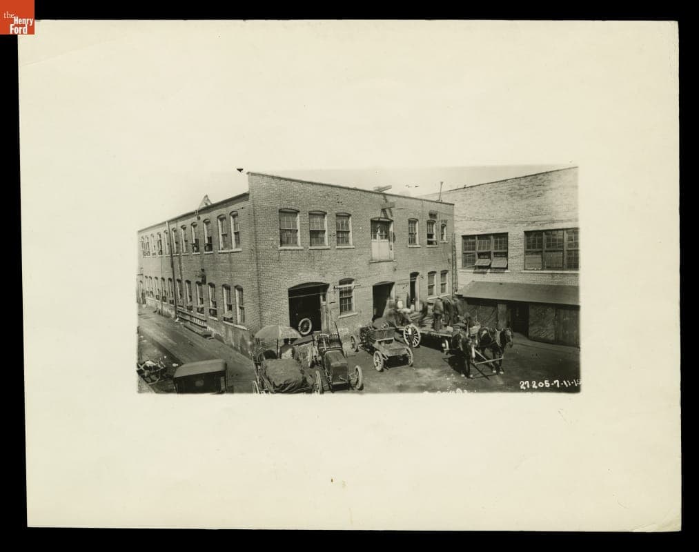 Ford Model K Chassis outside the Bellevue Avenue Plant in Detroit, Michigan, 1907-1908