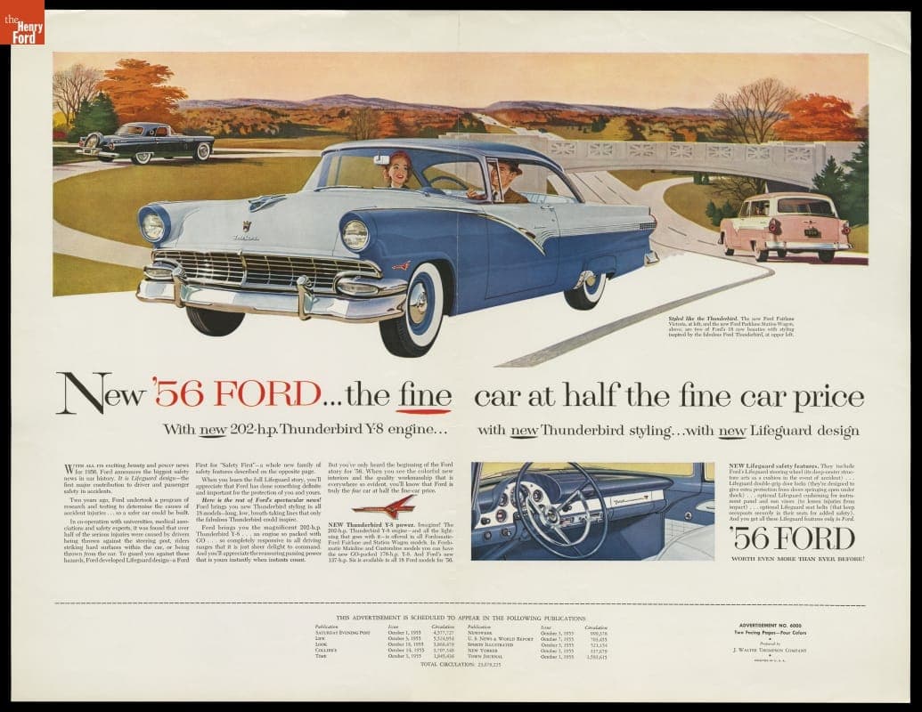 Ford Advertisement, "New '56 Ford...the Fine Car at Half the Fine Car Price," October 1955