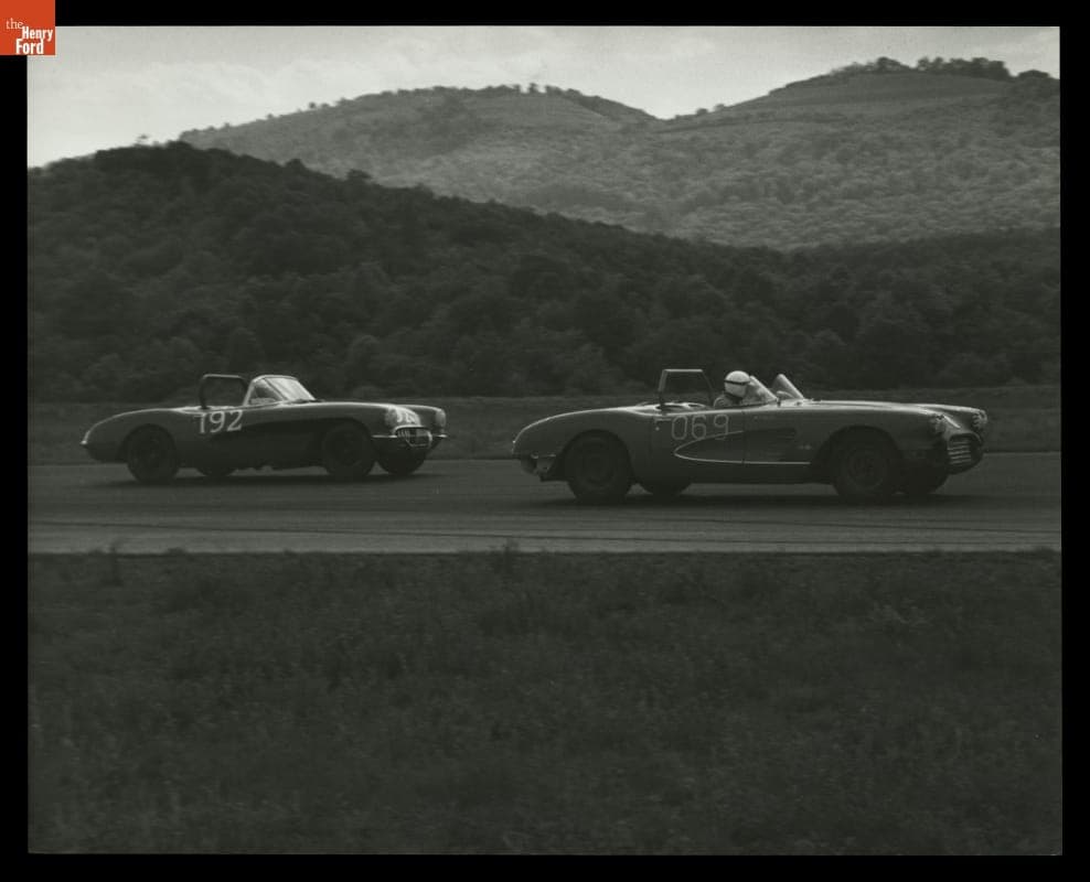 Chevrolet Corvette Race Cars in S.C.C.A. Race, Cumberland, Maryland, May 1959