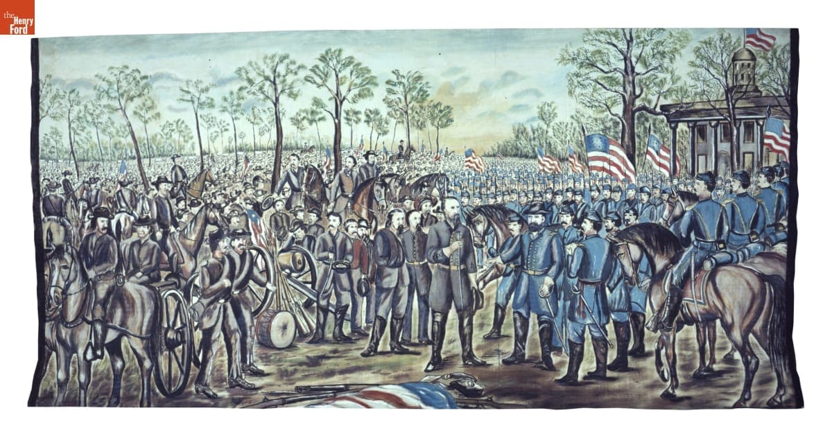 "Battle Scenes of the Rebellion" Surrender at Appomattox, Civil War Panorama