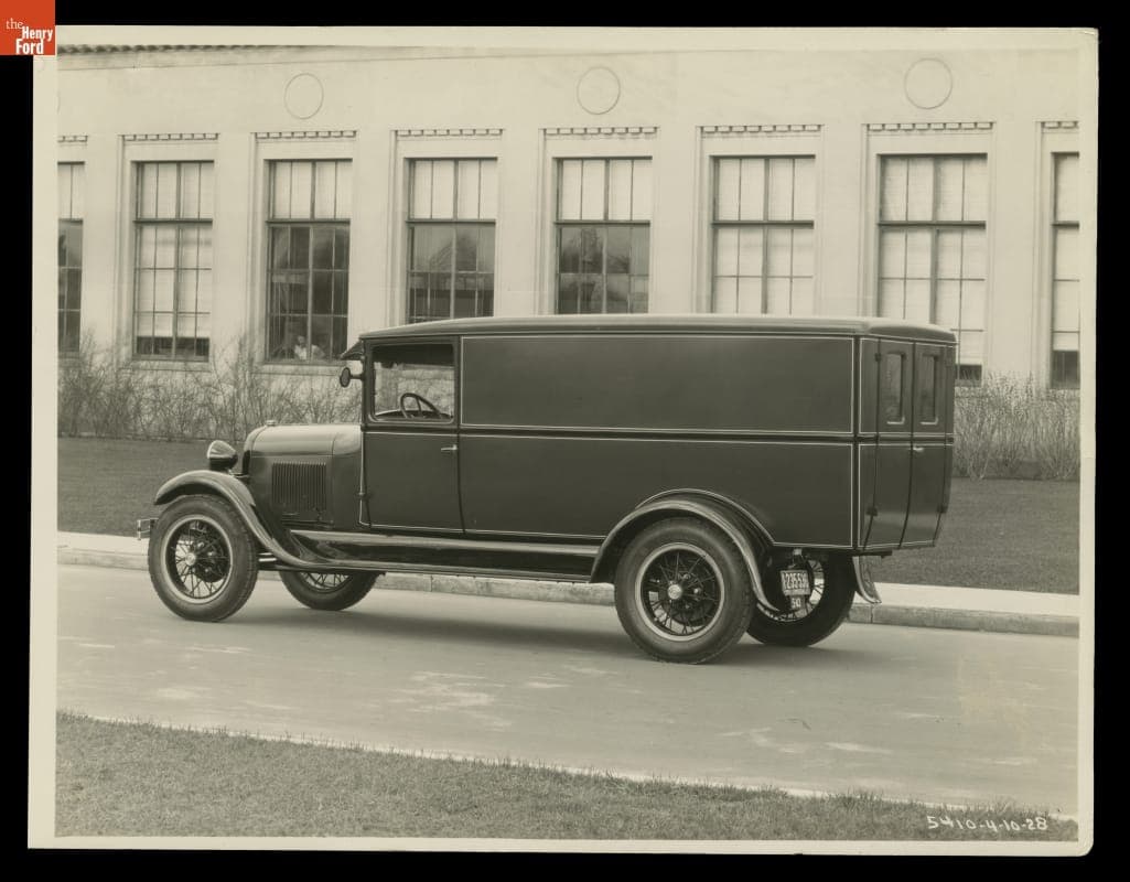 1928 Ford Model AA Panel Truck Outside Ford Engineering Laboratory, Dearborn, Michigan, April 1928