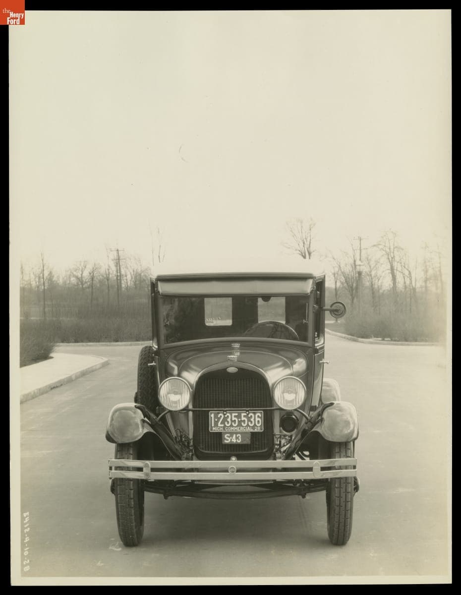 Ford Model AA Panel Truck outside Ford Engineering Laboratory, Dearborn, Michigan, April 1928