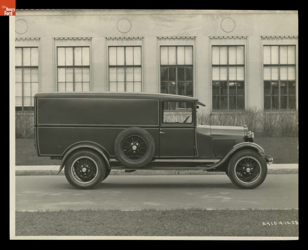 1928 Ford Model AA Panel Truck Outside Ford Engineering Laboratory, Dearborn, Michigan, April 1928