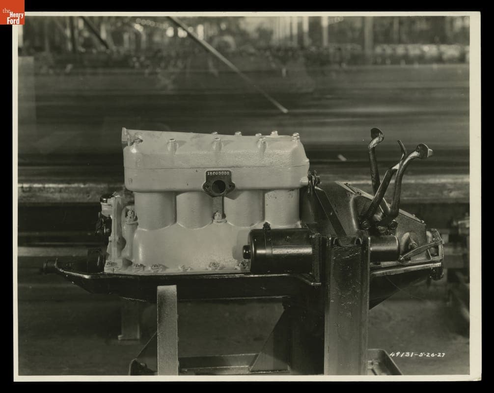 Fifteen-Millionth Model T Engine on Assembly Line on Last Day of Model T Production, May 26, 1927