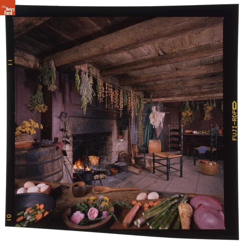 Activities Inside the Connecticut Salt Box House (now Daggett Farmhouse) in Greenfield Village, 1989