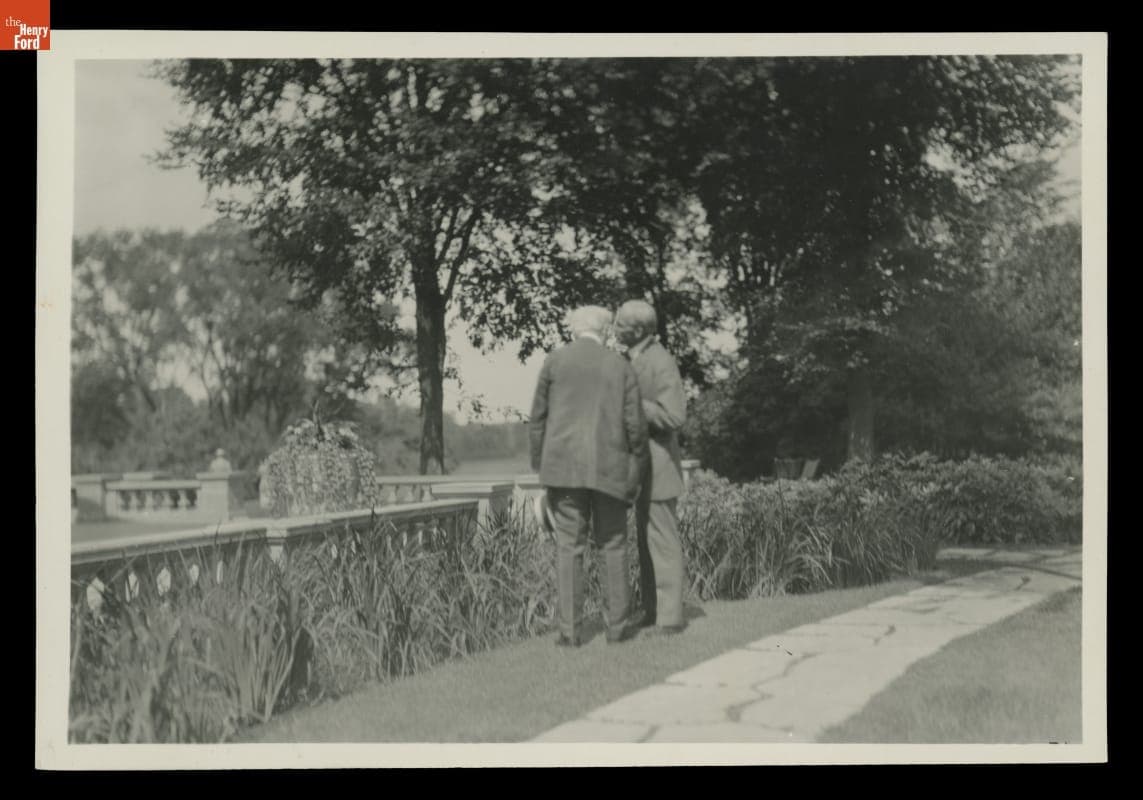 Henry Ford and Thomas Edsion on Terrace at Fair Lane Estate, Dearborn, Michigan, 1923