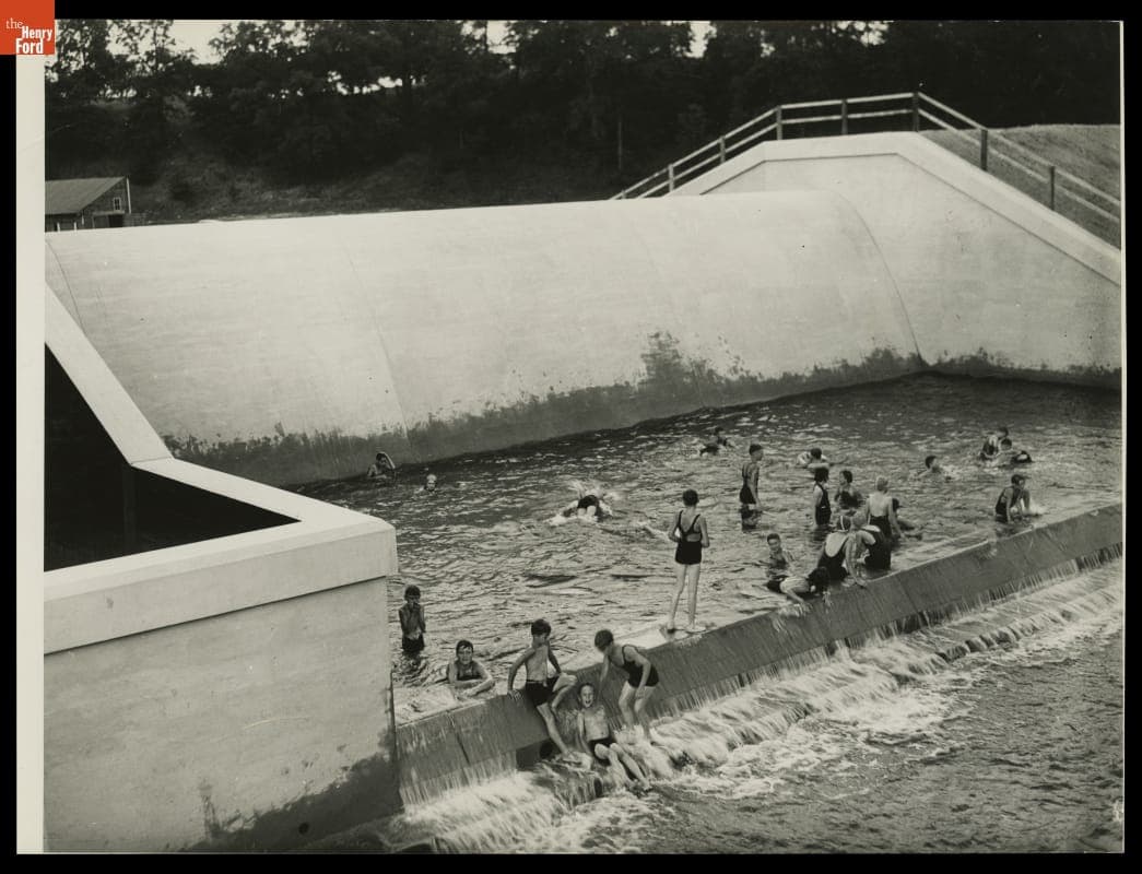 Children Swimming at Ford Village Industries Hydroelectric Plant, Saline, Michigan, July 1935