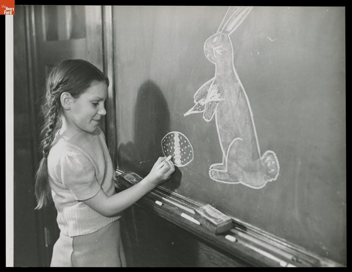 Student Drawing on a Blackboard, Saline School, Saline, Michigan, March 1946