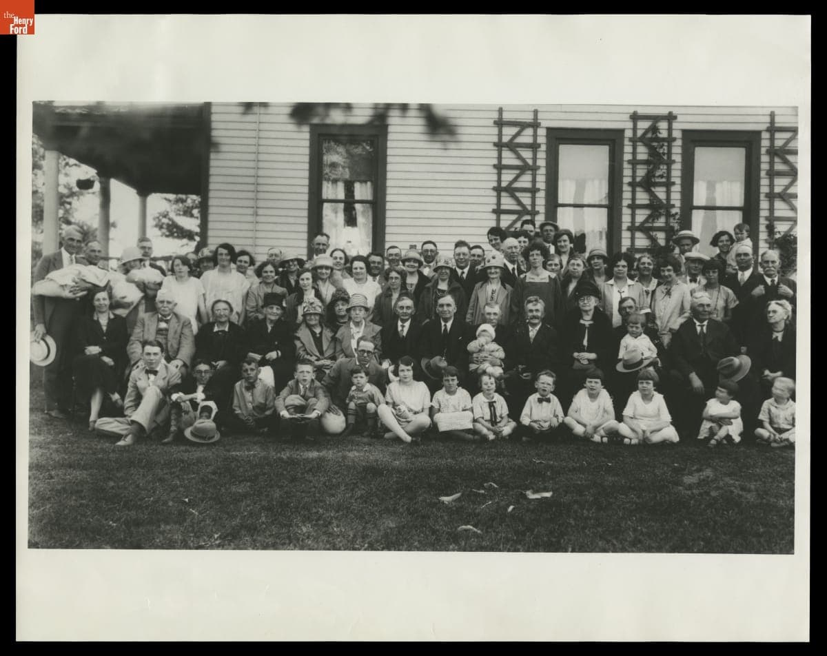 Ford Family Reunion at the Home of Oliver Ford, Ypsilanti, Michigan, 1928