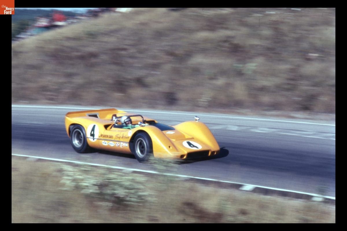 Bruce McLaren Driving McLaren M6A at Player's 200 Race, Mosport Park, Canada, September 1967