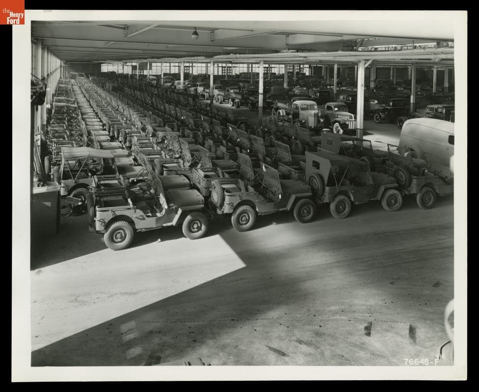 Ford GPW (Jeeps) Parked in Drive-Away Garage, March 1942