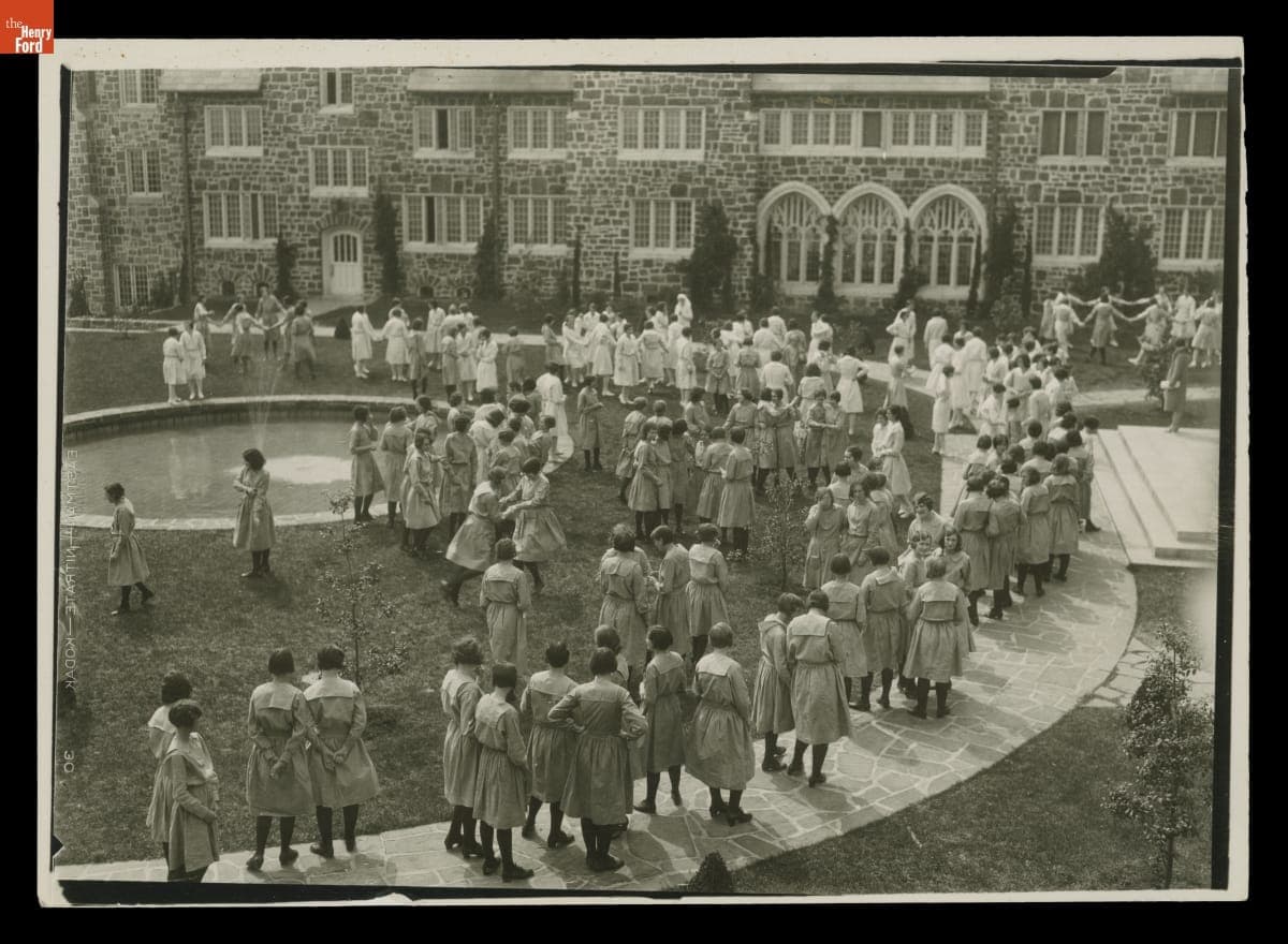 Students in Courtyard at Berry College, Mount Berry, Georgia, circa 1927