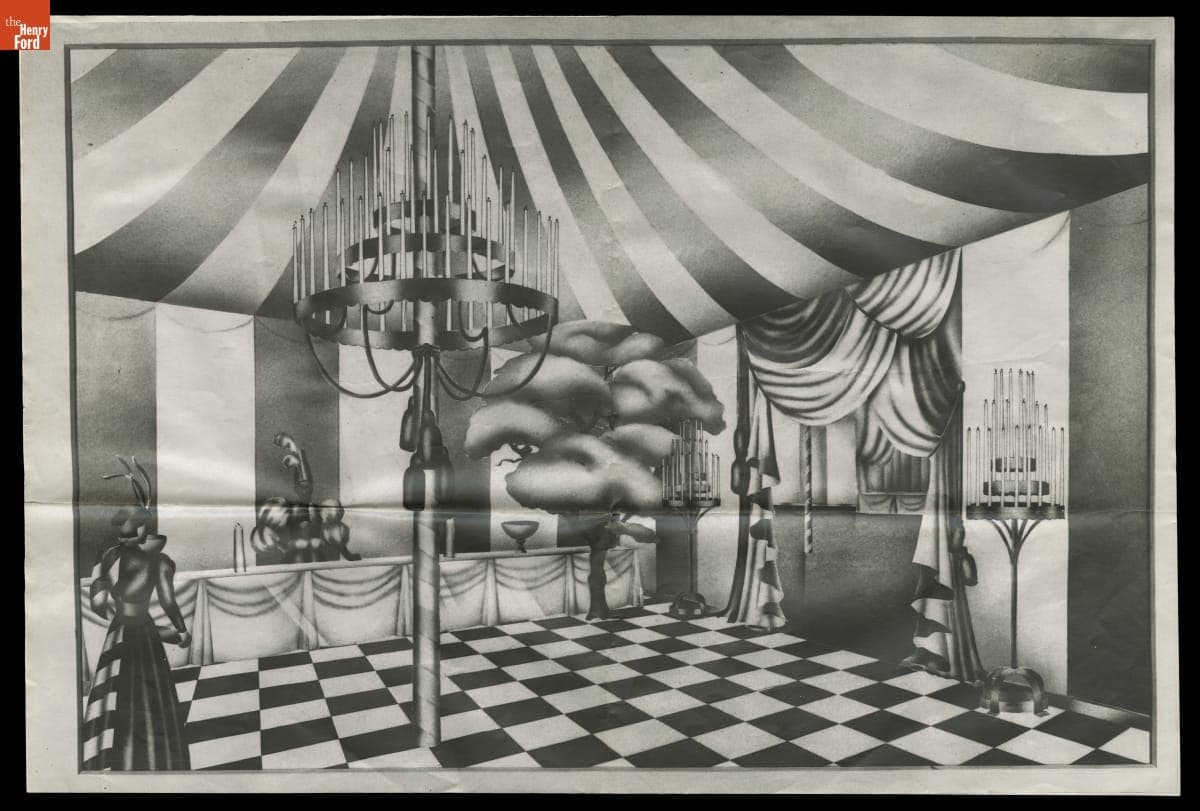 Drawing of Canopy/Tent for Henry and Clara Ford's 50th Wedding Anniversary Celebration, 1938