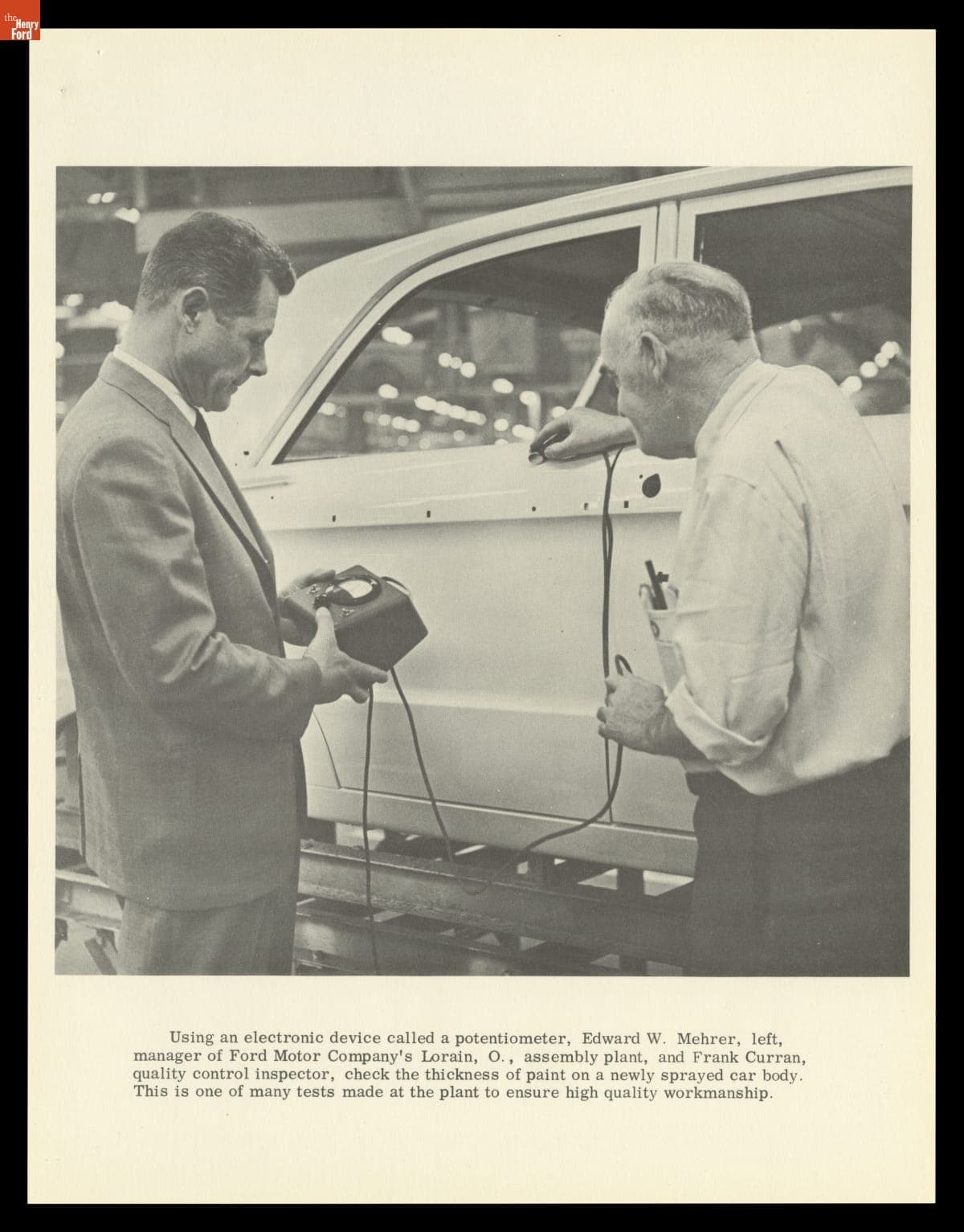 Quality Control Inspection of Newly Painted Car Body at Ford Motor Company Lorain, Ohio Assembly Plant, circa 1962