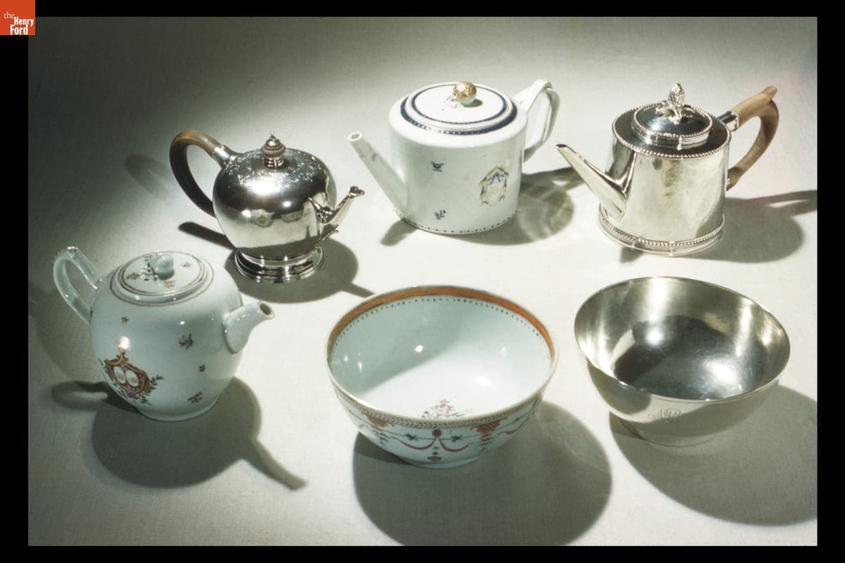 Group of American Silver and China Trade Porcelain; photographed 1959