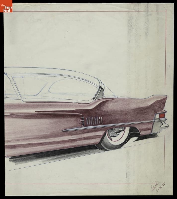 Cadillac Design Drawing by Robert J. Scheelk, April 1955