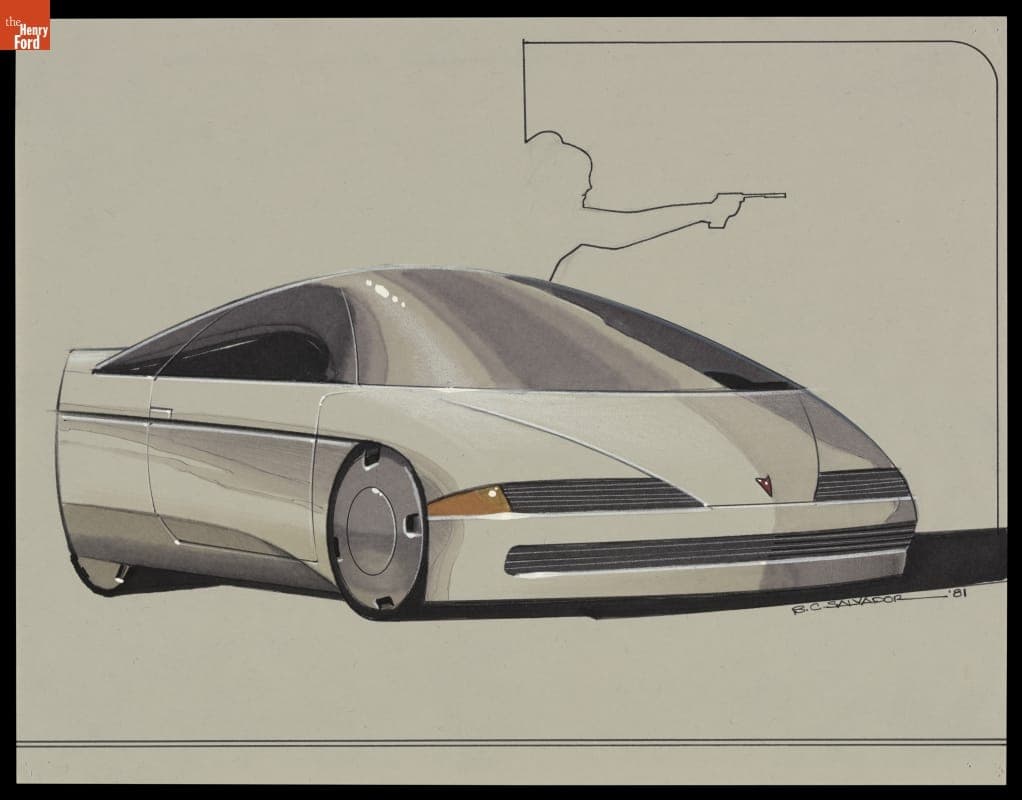 Rendering of Proposed General Motors Design by Ben Salvador, 1981