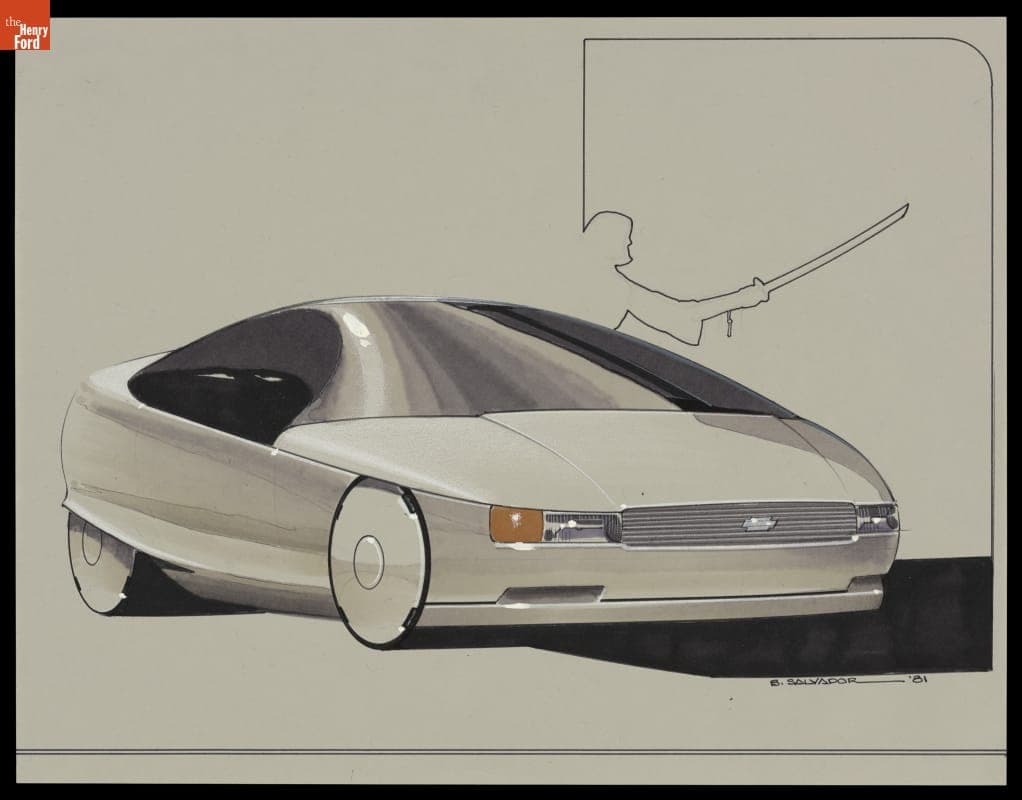 Rendering of Proposed General Motors Design by Ben Salvador, 1981
