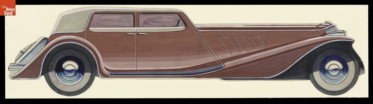 Rendering of a Sedan by William L. Mitchell, circa 1928