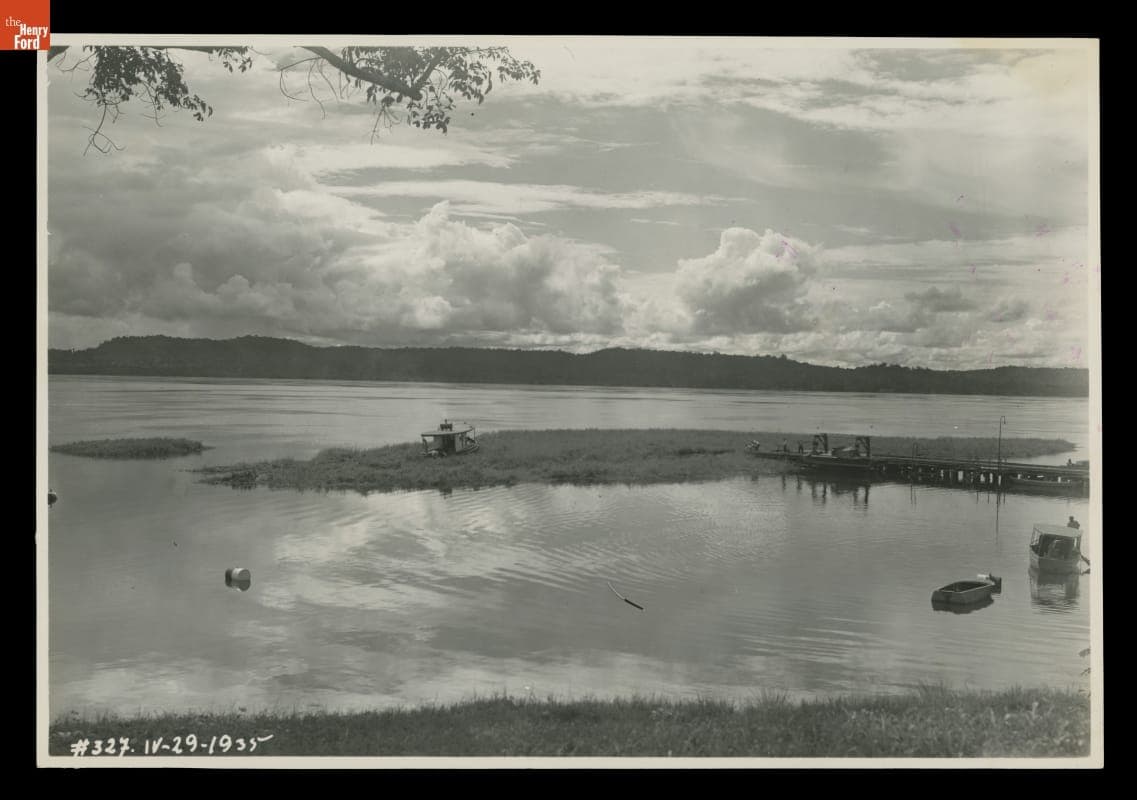 Stranded Tug "Santarem" Caught in Floating River-Grass Island, Fordlandia, 1935