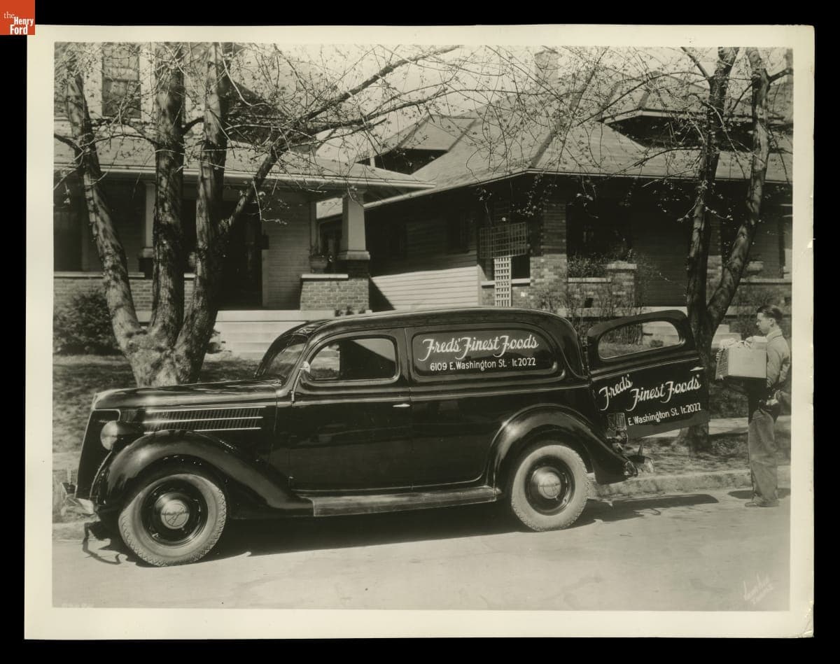 Ford V-8 Sedan Delivery Used by Fred's Finest Foods, May 1936