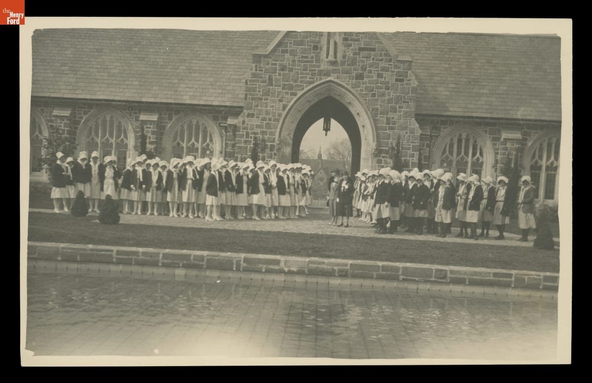 Clara Ford and Martha Berry with Students at Berry College, Mount Berry, Georgia, circa 1927
