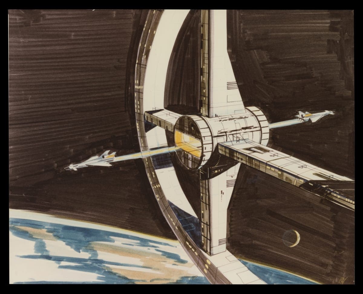 Rendering of Spacecraft Design Concept by William L. Mitchell Design, circa 1980