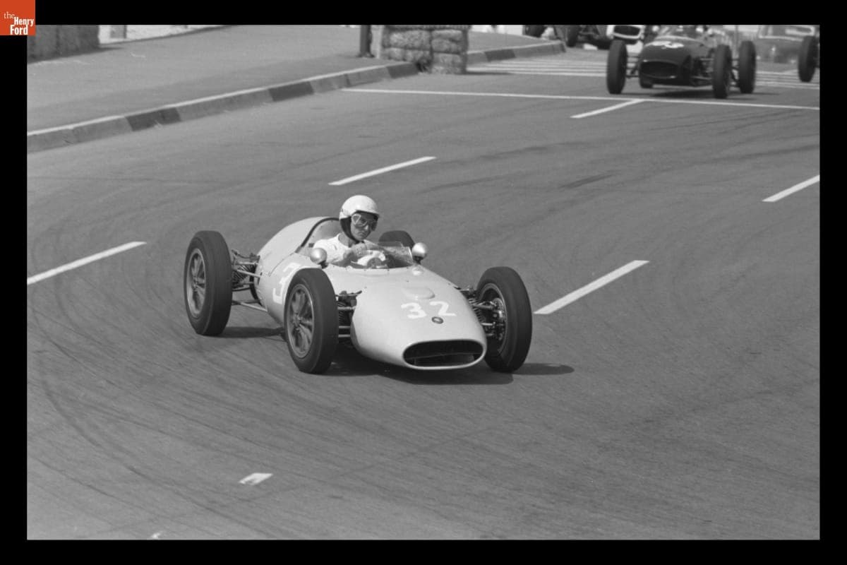 Kurt Neumann Driving Dolphin Race Car in Formula Junior Race, Dodger Stadium Sports Car Races, Los Angeles, California, March 1963