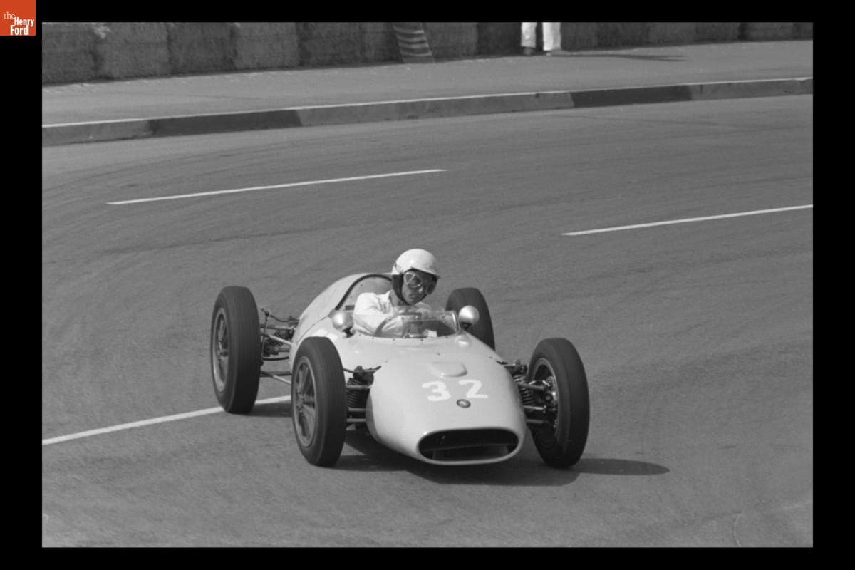 Kurt Neumann Driving Dolphin Race Car in Formula Junior Race, Dodger Stadium Sports Car Races, Los Angeles, California, March 1963