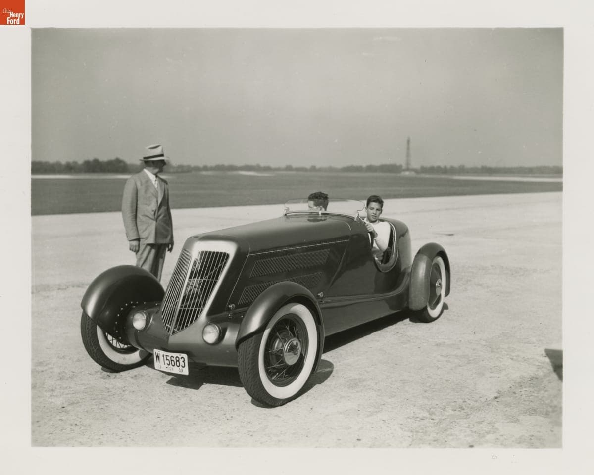 William Clay Ford Driving a Custom-Built Speedster, June 1939