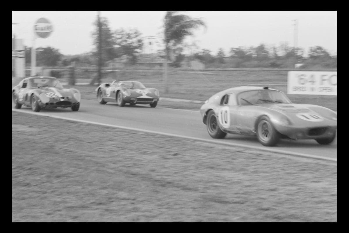 Shelby Cobra Daytona Coupe Driven by Bob Holbert and Dave MacDonald at the 12 Hours of Sebring Race, March 1964