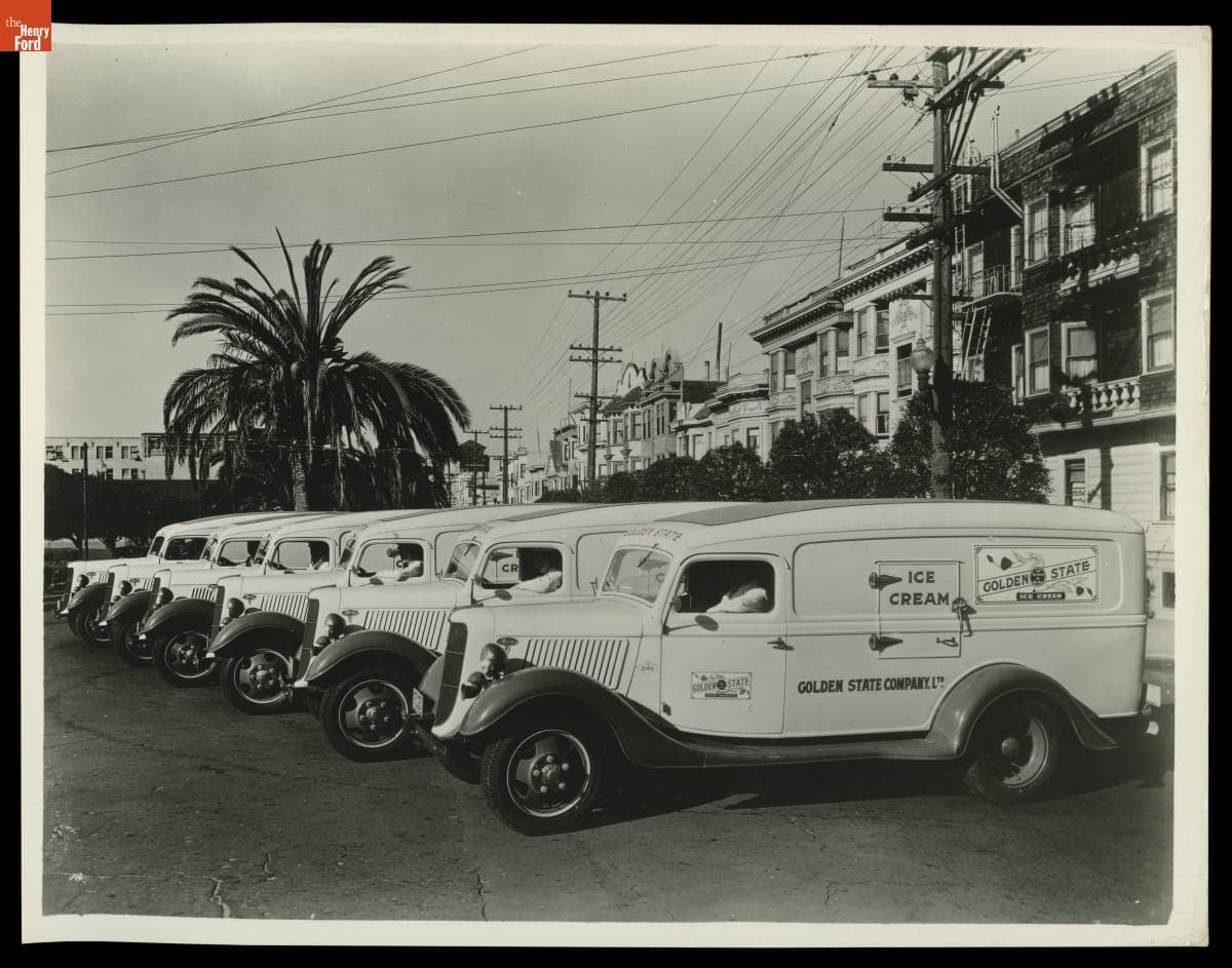 Ford V-8 Refrigerator Trucks Used by Golden State Company, Ltd., Los Angeles, California, April 1936