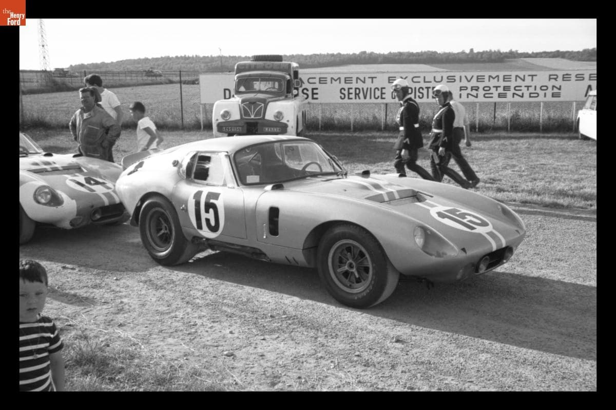 Shelby Cobra Daytona Coupe Driven by Dan Gurney and Bob Bondurant in the 12 Heures Internationales de Reims (Reims 12 Hours), July 1964