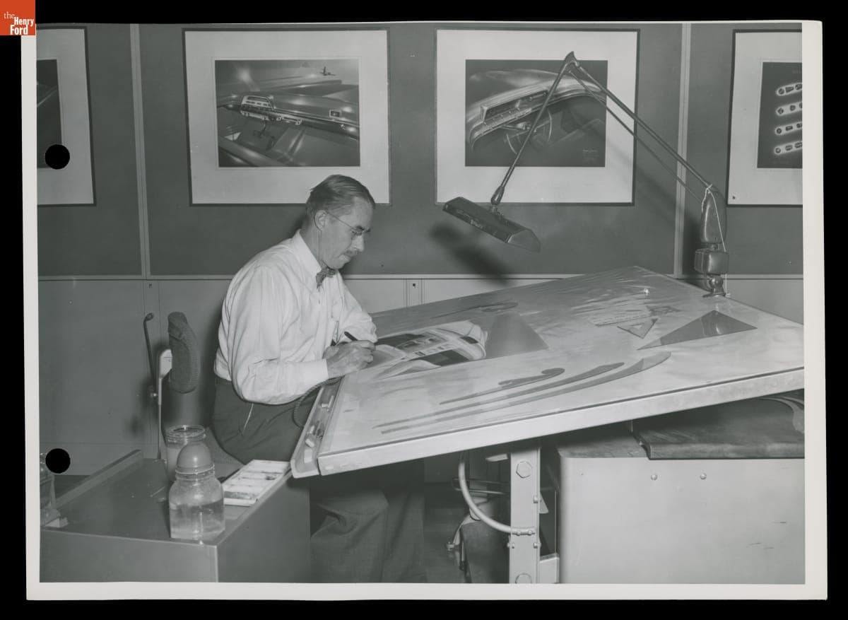 Designer Working in the Ford Motor Company Styling Studio, August 1953