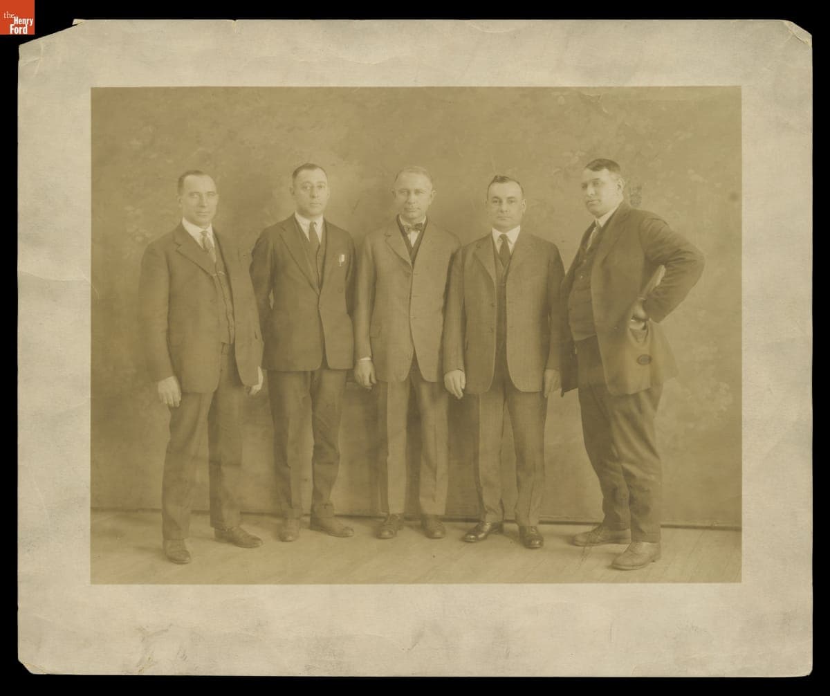 Ford Motor Company Executives John Wandersee, Gus Degener, Frank Kulick, P.E. Martin, and Charles Hartner, October 1927