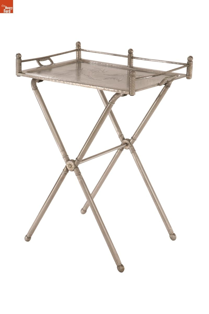 Everlast "Forged Fallen Leaves" Tray and Stand, 1947-1953