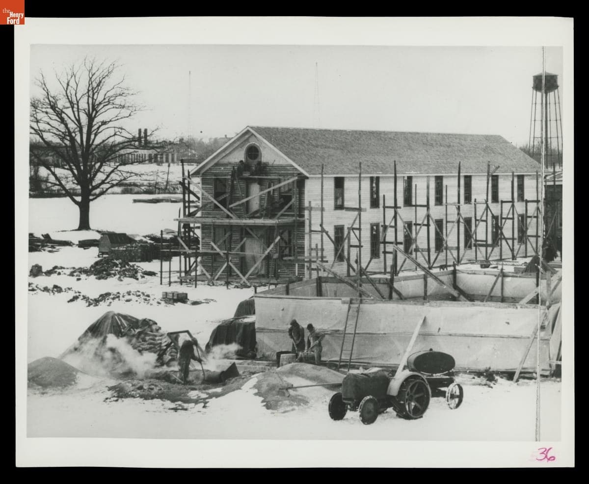 Menlo Park Compound Construction Site in Greenfield Village, January 1929
