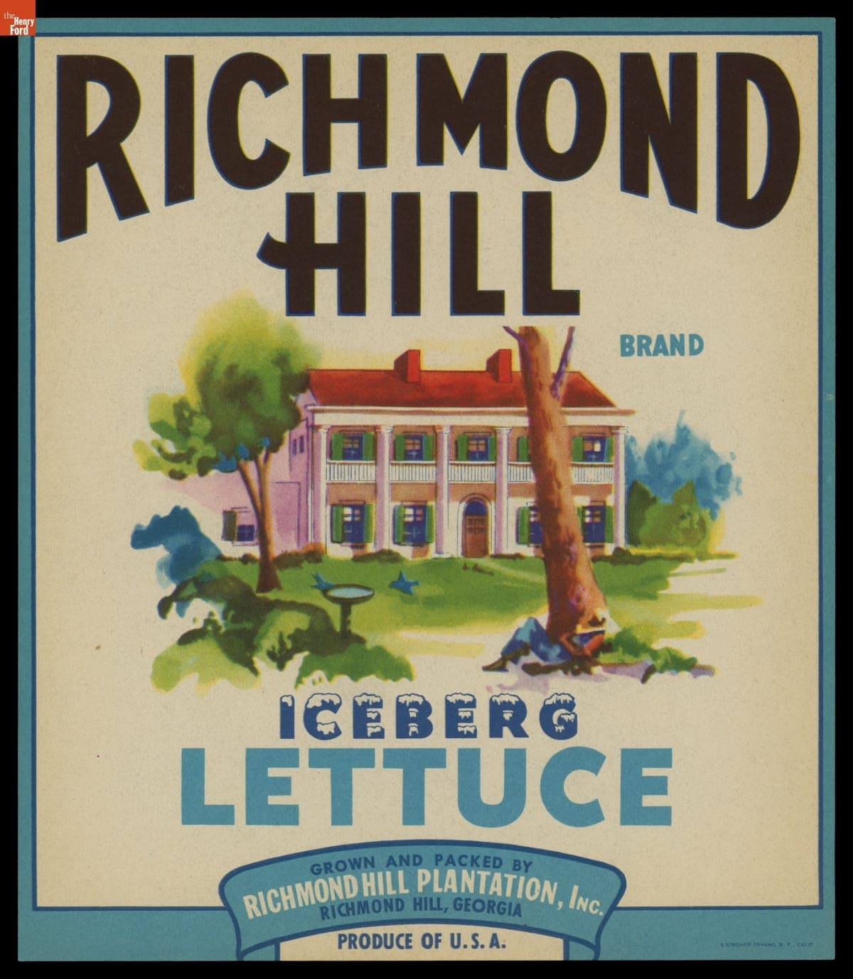 Crate Label, "Richmond Hill Brand Iceberg Lettuce," 1927-1947