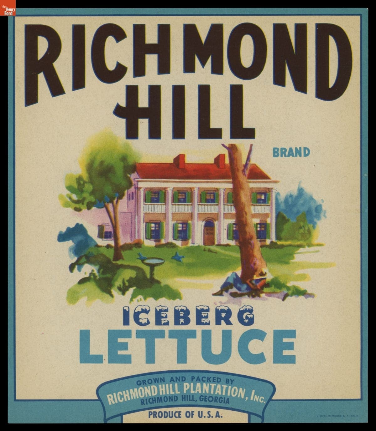 Crate Label, "Richmond Hill Brand Iceberg Lettuce," 1927-1947