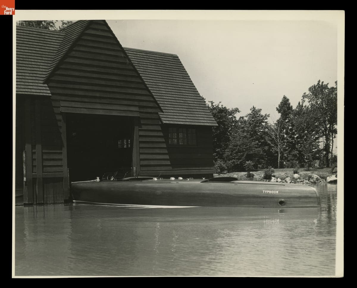 Edsel Ford's Speedboat, "Typhoon," Entering Boat House, 1934