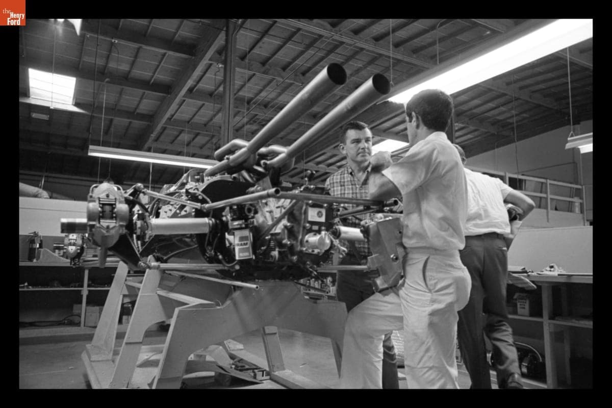 Preparing for the Indianapolis 500 at the All American Racers Facility, May 1966