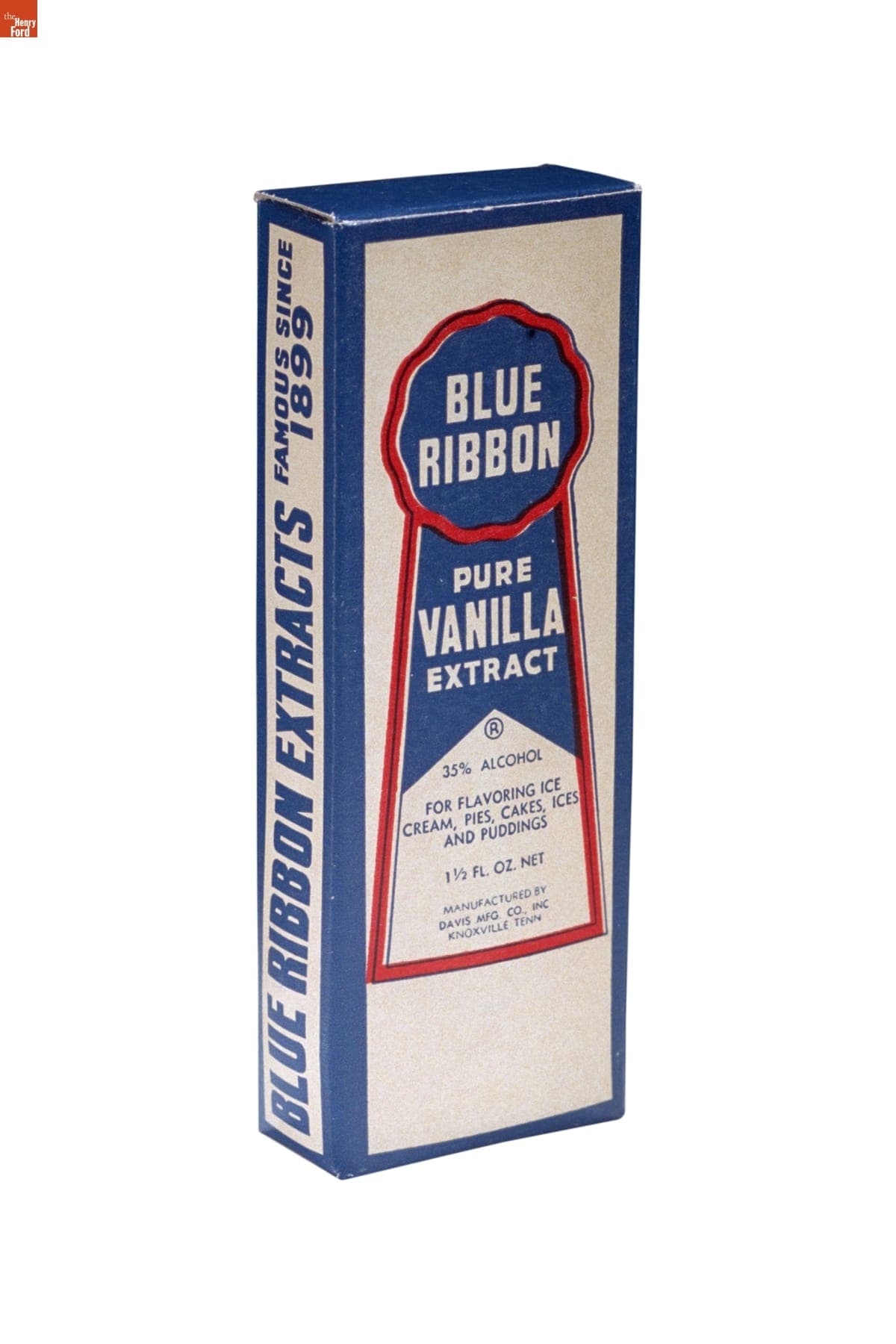 "Blue Ribbon Pure Vanilla Extract" Bottle, 1933-1950