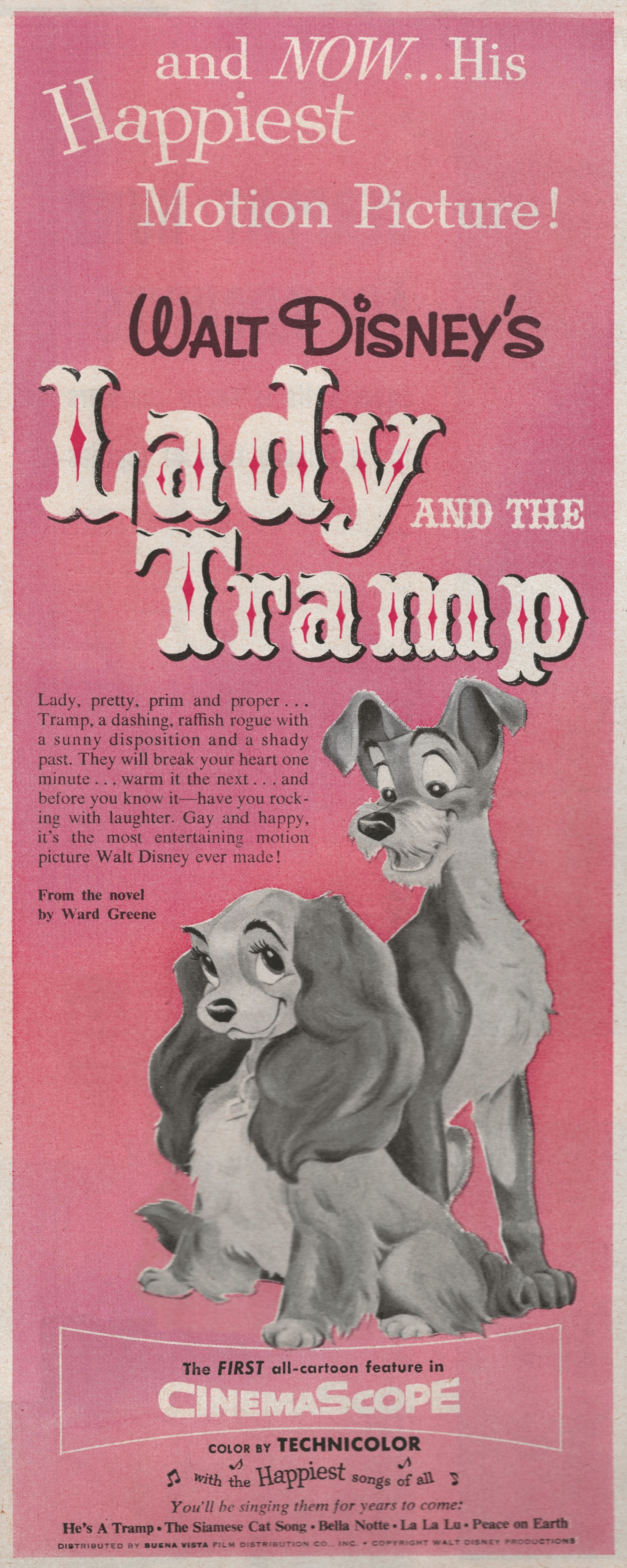 Advertisement for Walt Disney's "Lady and the Tramp," June 1955