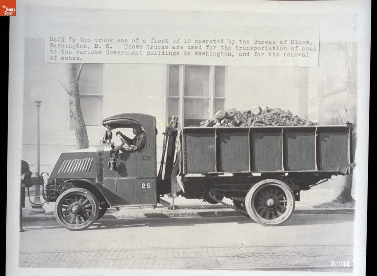 Mack Model AC Dump Truck Used to Transport Coal to Government Buildings, Washington, DC, 1911-1916