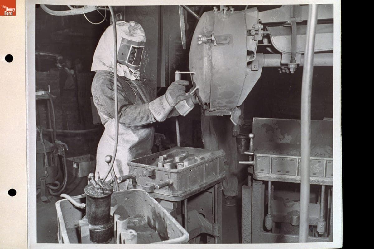 Worker in the Magnesium Foundry at the Ford Motor Company Rouge Plant, February 15, 1943