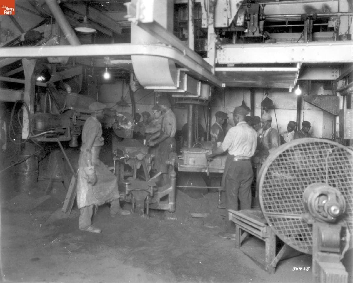 Workers Making Cylinder Blocks in the Foundry at the Ford Motor Company Rouge Plant, 1930