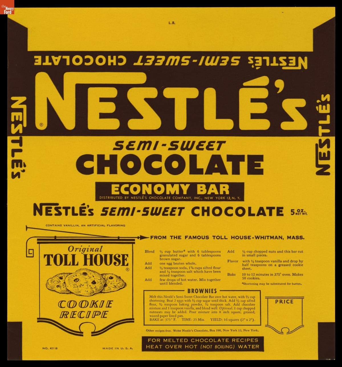 Label Proof for Nestle's Semi-Sweet Chocolate 5 oz. Economy Bar, 1940-1945
