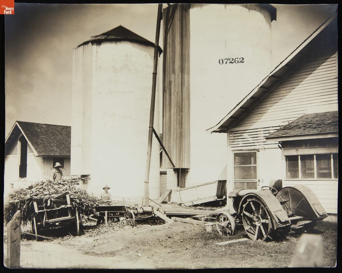 Fordson Tractor Attachment Loading Corn into Silo, 1926