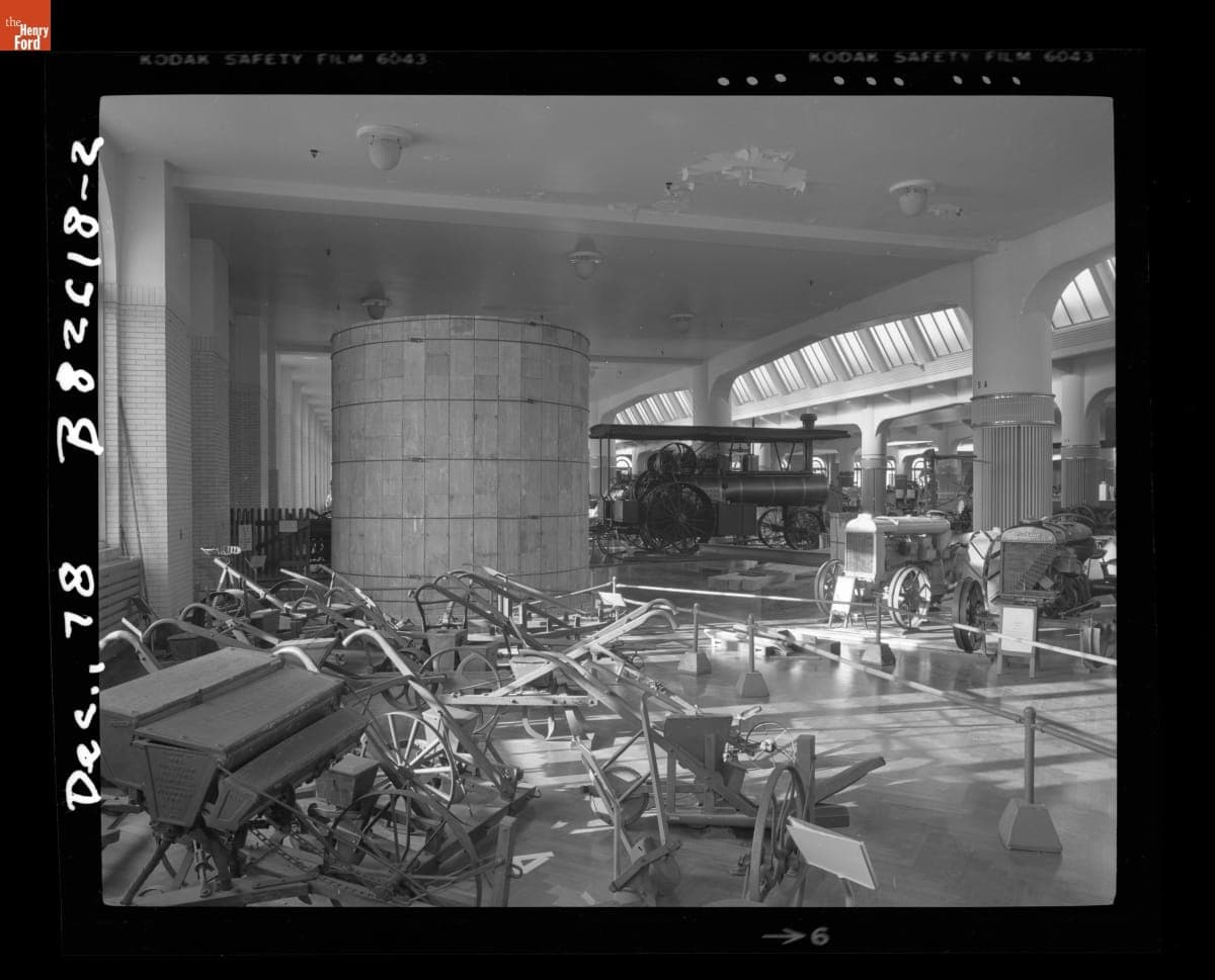 Construction of the Smith Silo inside Henry Ford Museum, December 1978